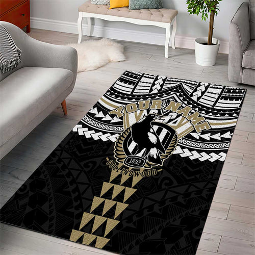 Personalized Collingwood Magpies Area Rug Polynesian Tribal Pattern Heritage Football