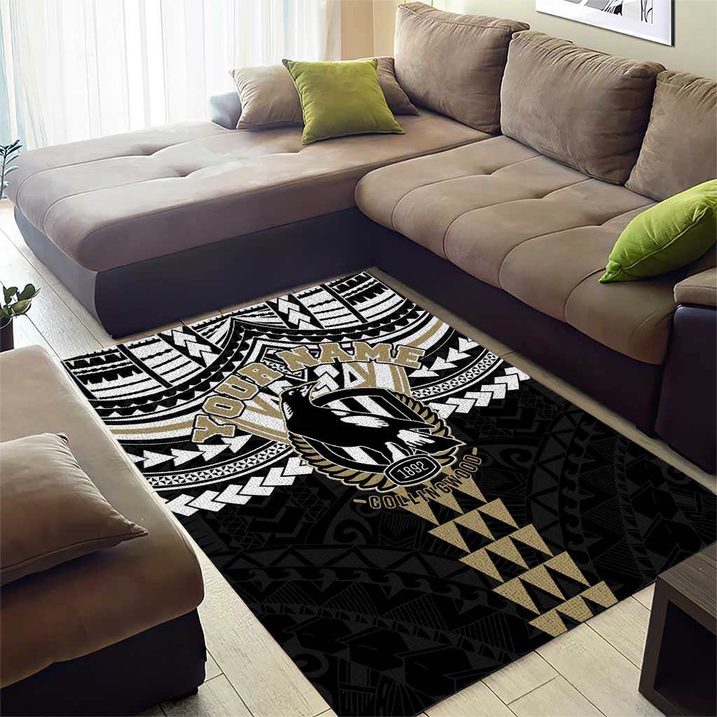 Personalized Collingwood Magpies Area Rug Polynesian Tribal Pattern Heritage Football
