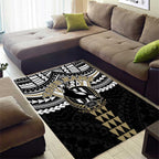 Personalized Collingwood Magpies Area Rug Polynesian Tribal Pattern Heritage Football