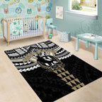 Personalized Collingwood Magpies Area Rug Polynesian Tribal Pattern Heritage Football