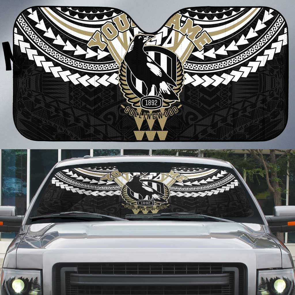 Personalized Collingwood Magpies Auto Sun Shade Polynesian Tribal Pattern Heritage Football
