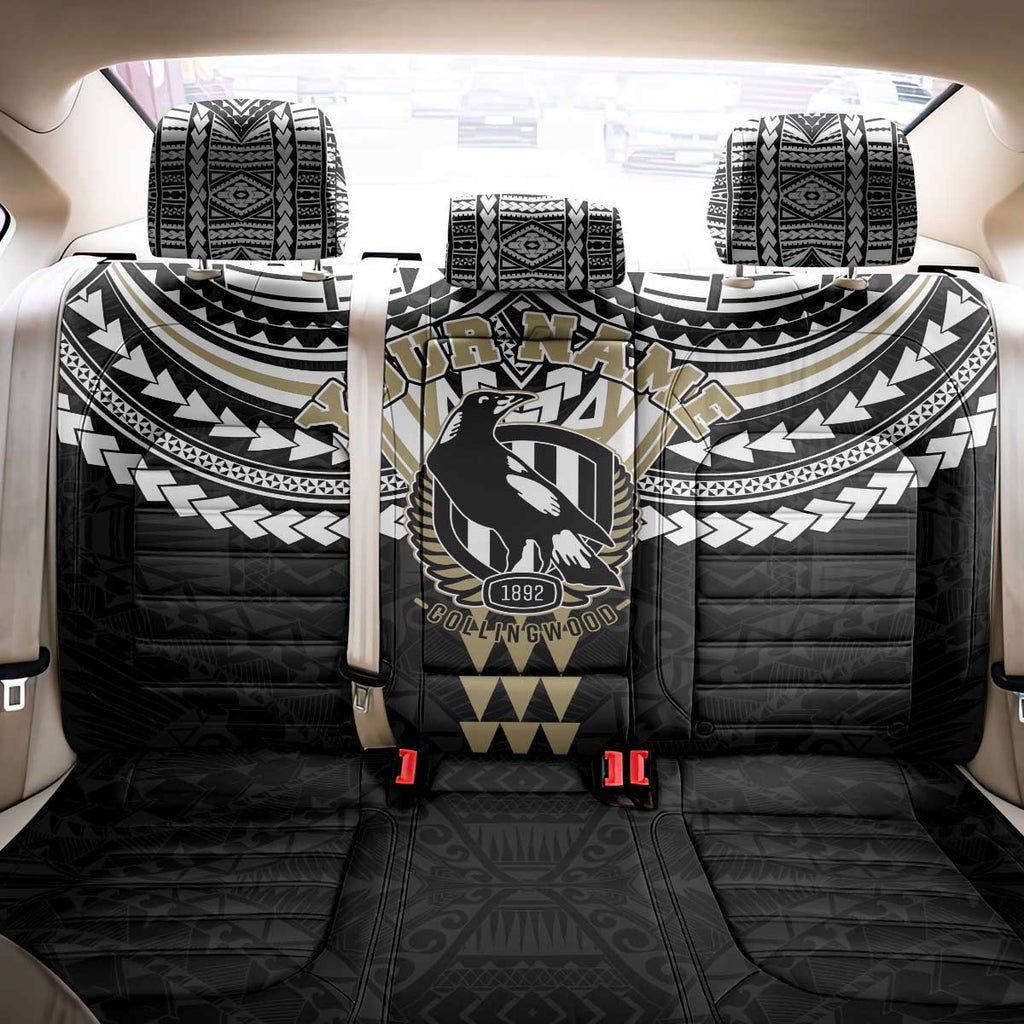 Personalized Collingwood Magpies Back Car Seat Cover Polynesian Tribal Pattern Heritage Football
