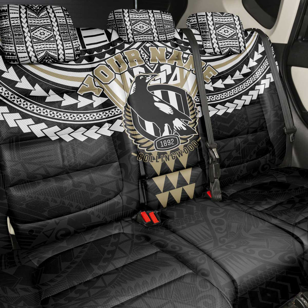 Personalized Collingwood Magpies Back Car Seat Cover Polynesian Tribal Pattern Heritage Football