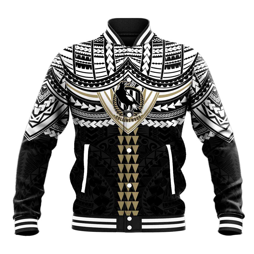 Personalized Collingwood Magpies Baseball Jacket Polynesian Tribal Pattern Heritage Football