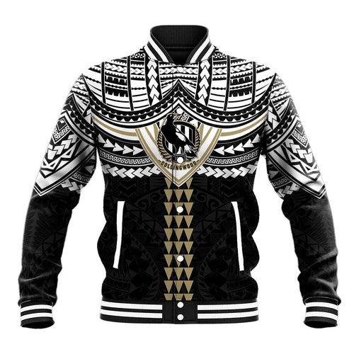 Personalized Collingwood Magpies Baseball Jacket Polynesian Tribal Pattern Heritage Football
