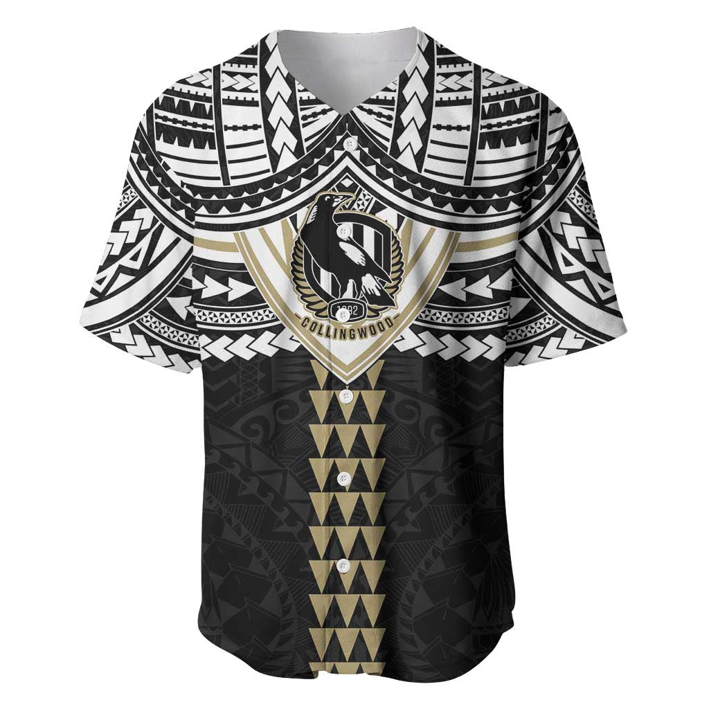 Personalized Collingwood Magpies Baseball Jersey Polynesian Tribal Pattern Heritage Football