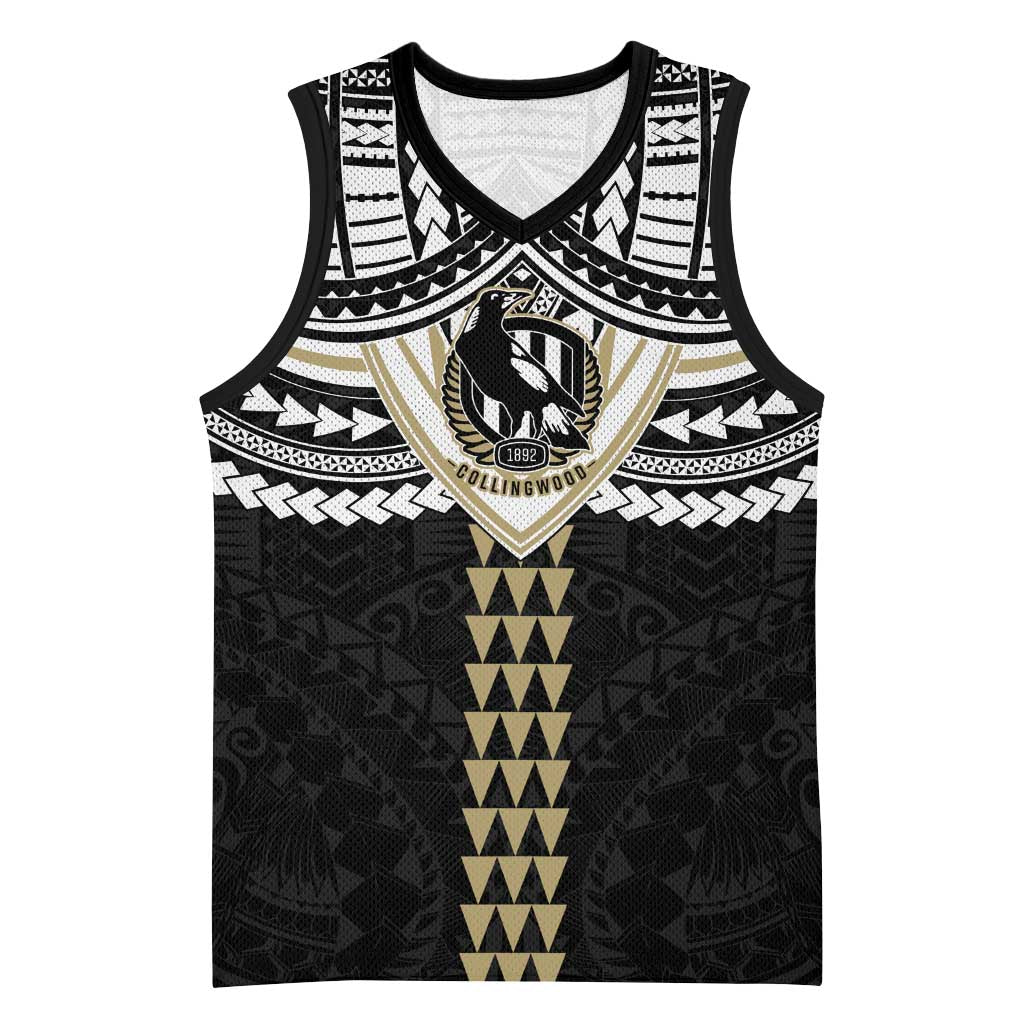 Personalized Collingwood Magpies Basketball Jersey Polynesian Tribal Pattern Heritage Football