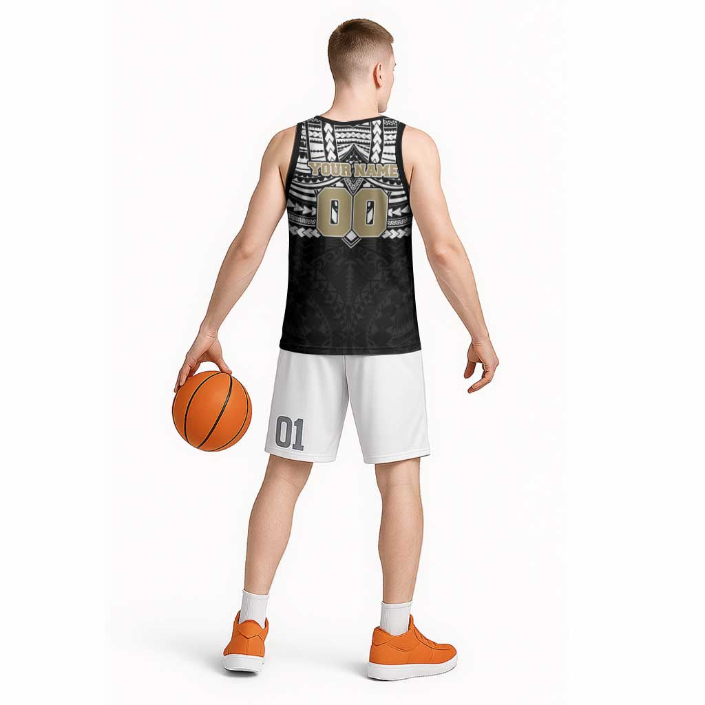 Personalized Collingwood Magpies Basketball Jersey Polynesian Tribal Pattern Heritage Football