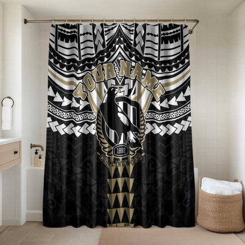 Personalized Collingwood Magpies Bathroom Set Polynesian Tribal Pattern Heritage Football