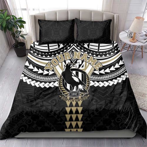 Personalized Collingwood Magpies Bedding Set Polynesian Tribal Pattern Heritage Football