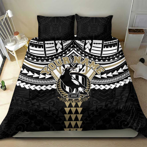 Personalized Collingwood Magpies Bedding Set Polynesian Tribal Pattern Heritage Football