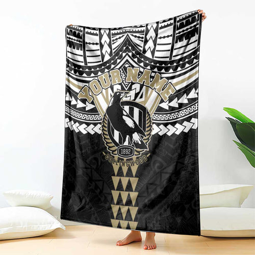 Personalized Collingwood Magpies Blanket Polynesian Tribal Pattern Heritage Football