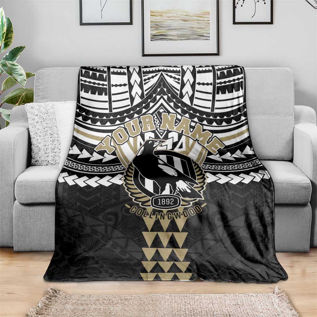 Personalized Collingwood Magpies Blanket Polynesian Tribal Pattern Heritage Football
