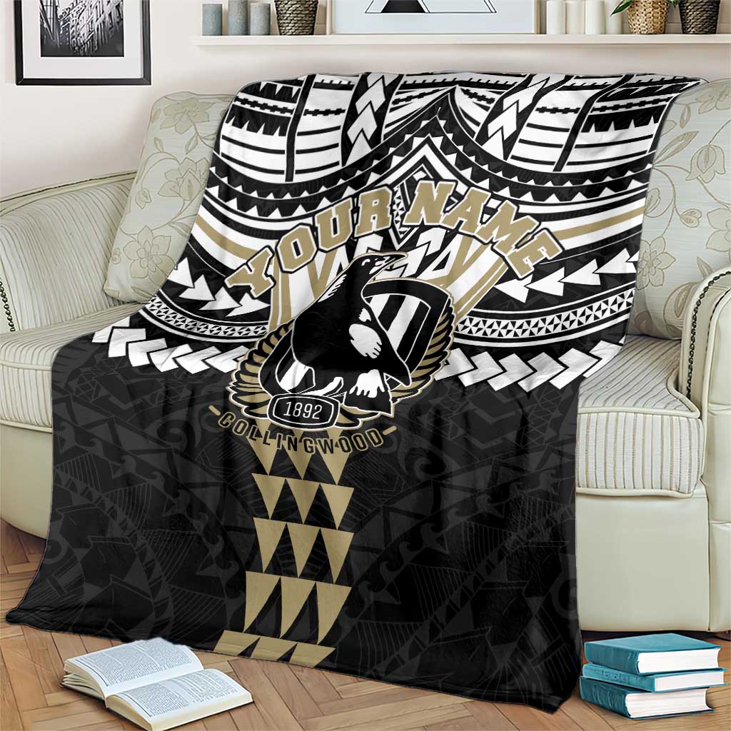 Personalized Collingwood Magpies Blanket Polynesian Tribal Pattern Heritage Football