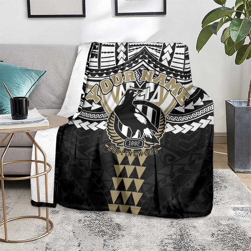 Personalized Collingwood Magpies Blanket Polynesian Tribal Pattern Heritage Football