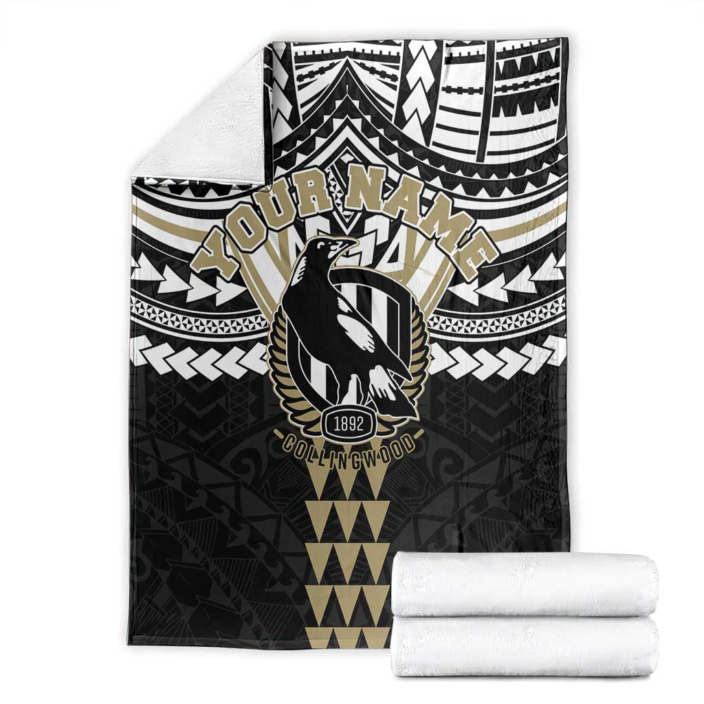 Personalized Collingwood Magpies Blanket Polynesian Tribal Pattern Heritage Football