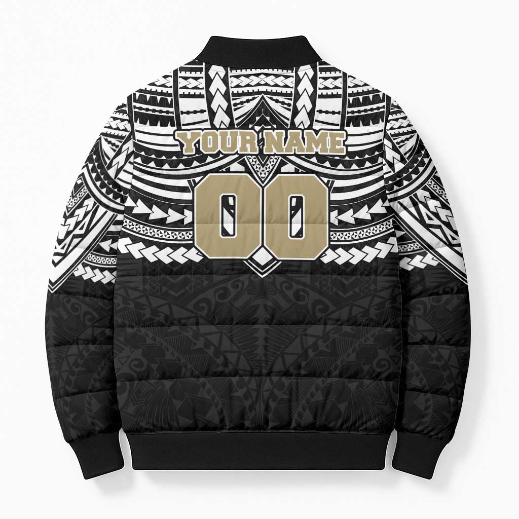 Personalized Collingwood Magpies Bomber Puffer Jacket Polynesian Tribal Pattern Heritage Football