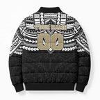 Personalized Collingwood Magpies Bomber Puffer Jacket Polynesian Tribal Pattern Heritage Football