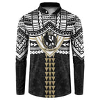 Personalized Collingwood Magpies Button Sweatshirt Polynesian Tribal Pattern Heritage Football
