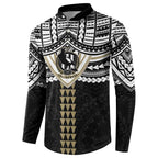 Personalized Collingwood Magpies Button Sweatshirt Polynesian Tribal Pattern Heritage Football