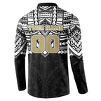 Personalized Collingwood Magpies Button Sweatshirt Polynesian Tribal Pattern Heritage Football