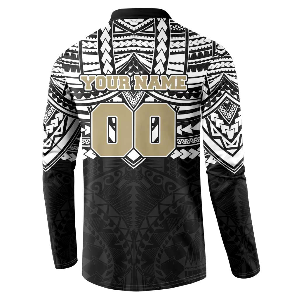 Personalized Collingwood Magpies Button Sweatshirt Polynesian Tribal Pattern Heritage Football