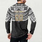 Personalized Collingwood Magpies Button Sweatshirt Polynesian Tribal Pattern Heritage Football