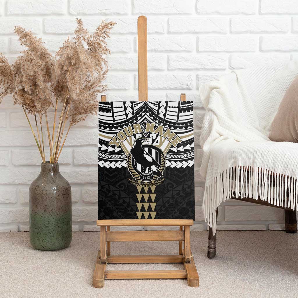 Personalized Collingwood Magpies Canvas Wall Art Polynesian Tribal Pattern Heritage Football
