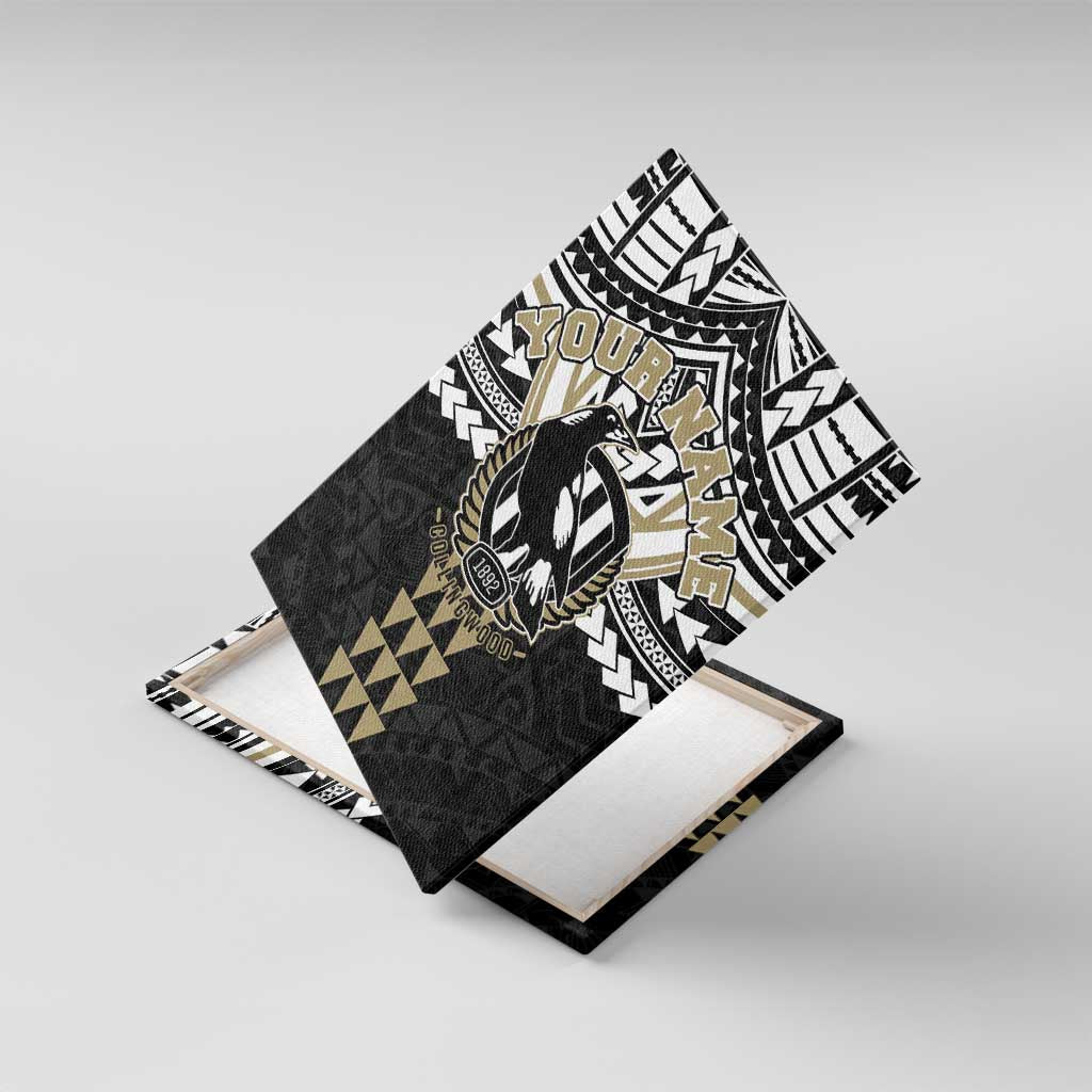 Personalized Collingwood Magpies Canvas Wall Art Polynesian Tribal Pattern Heritage Football