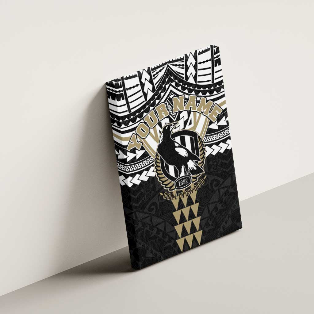 Personalized Collingwood Magpies Canvas Wall Art Polynesian Tribal Pattern Heritage Football
