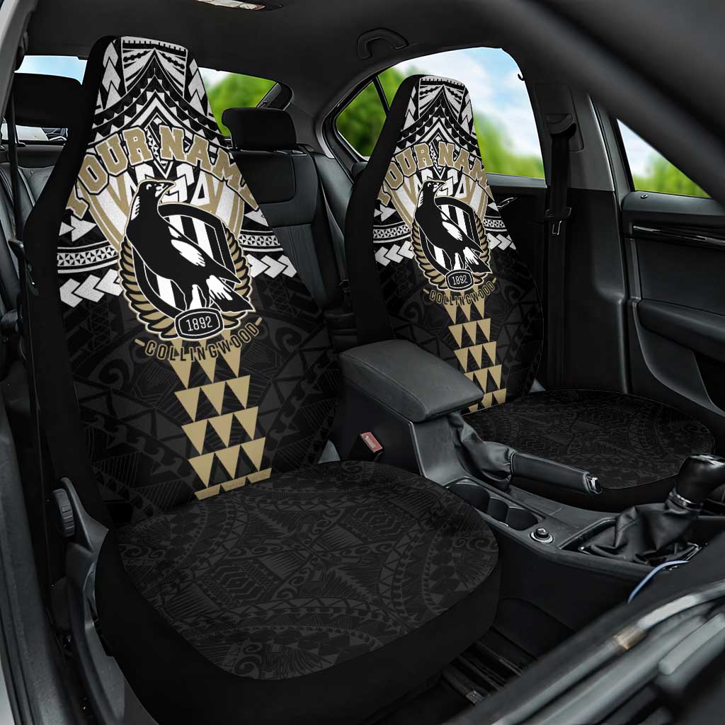 Personalized Collingwood Magpies Car Seat Cover Polynesian Tribal Pattern Heritage Football