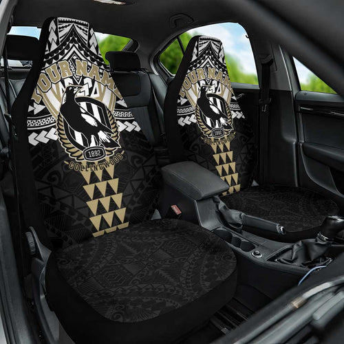 Personalized Collingwood Magpies Car Seat Cover Polynesian Tribal Pattern Heritage Football