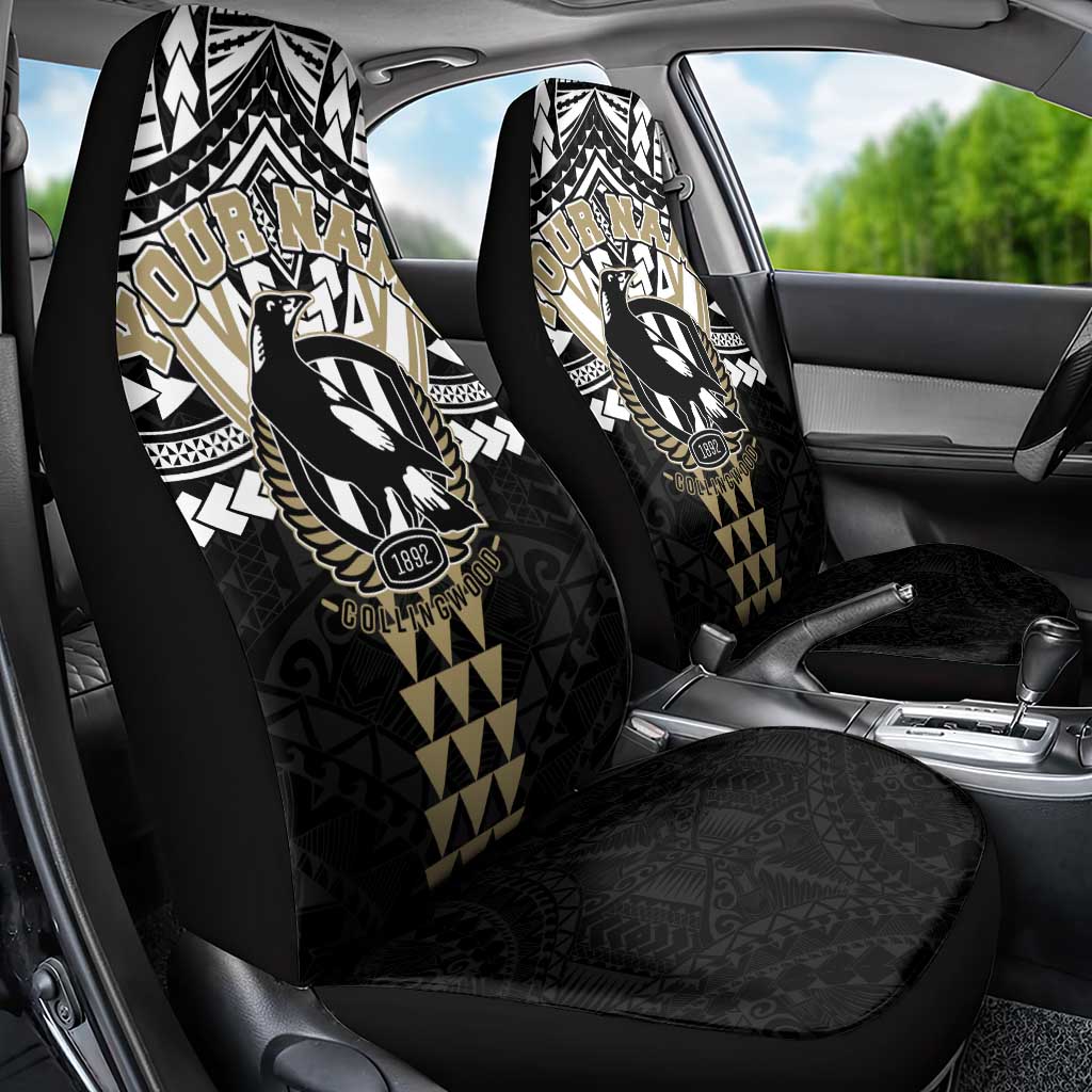 Personalized Collingwood Magpies Car Seat Cover Polynesian Tribal Pattern Heritage Football