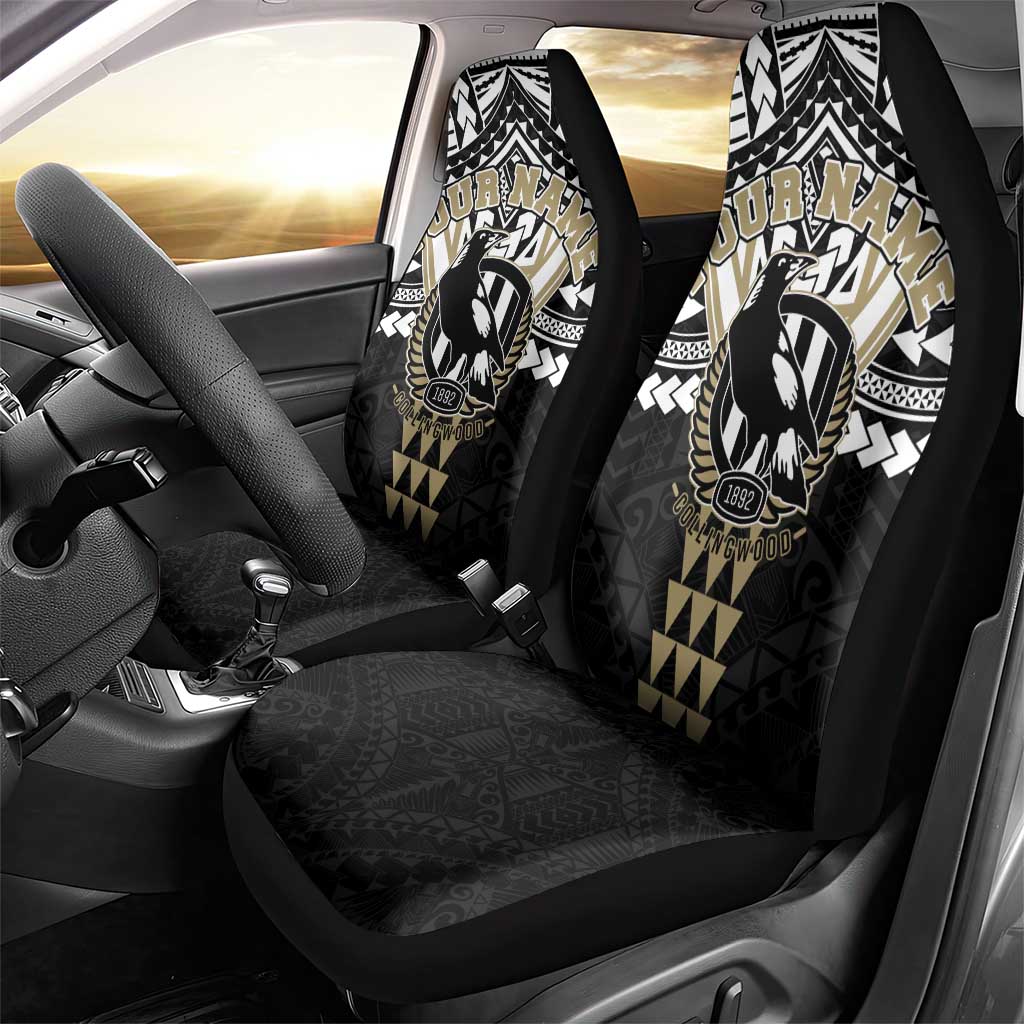 Personalized Collingwood Magpies Car Seat Cover Polynesian Tribal Pattern Heritage Football