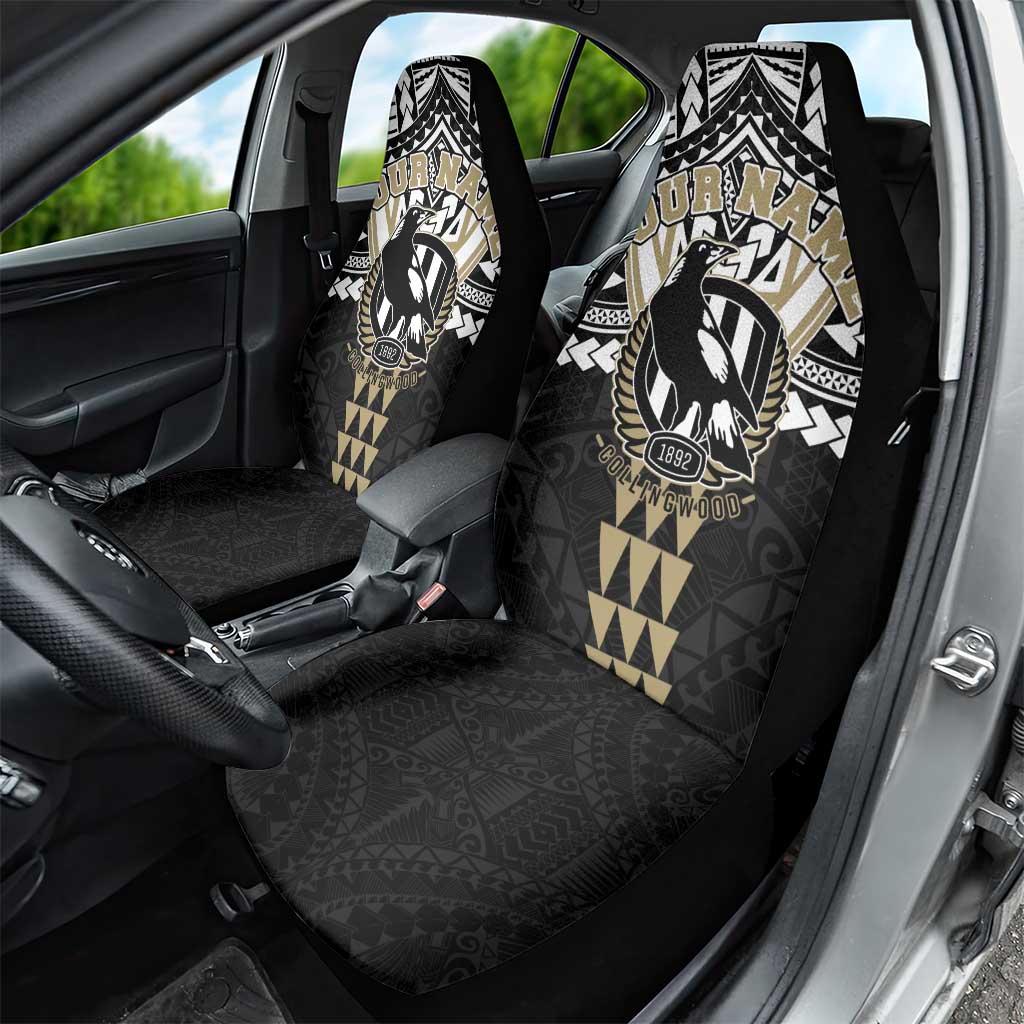 Personalized Collingwood Magpies Car Seat Cover Polynesian Tribal Pattern Heritage Football