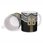 Personalized Collingwood Magpies Ceramic Mug Polynesian Tribal Pattern Heritage Football