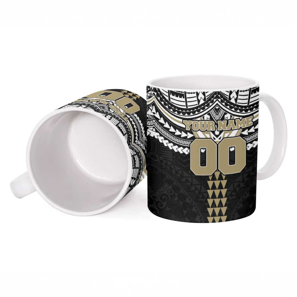 Personalized Collingwood Magpies Ceramic Mug Polynesian Tribal Pattern Heritage Football