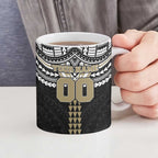 Personalized Collingwood Magpies Ceramic Mug Polynesian Tribal Pattern Heritage Football