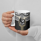 Personalized Collingwood Magpies Ceramic Mug Polynesian Tribal Pattern Heritage Football