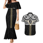 Personalized Collingwood Magpies Couples Matching Mermaid Dress and Hawaiian Shirt Polynesian Tribal Pattern Heritage Football