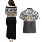 Personalized Collingwood Magpies Couples Matching Puletasi and Hawaiian Shirt Polynesian Tribal Pattern Heritage Football