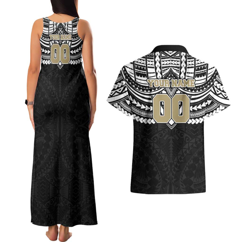 Personalized Collingwood Magpies Couples Matching Tank Maxi Dress and Hawaiian Shirt Polynesian Tribal Pattern Heritage Football