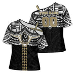 Personalized Collingwood Magpies Cross Shoulder Shirt Polynesian Tribal Pattern Heritage Football