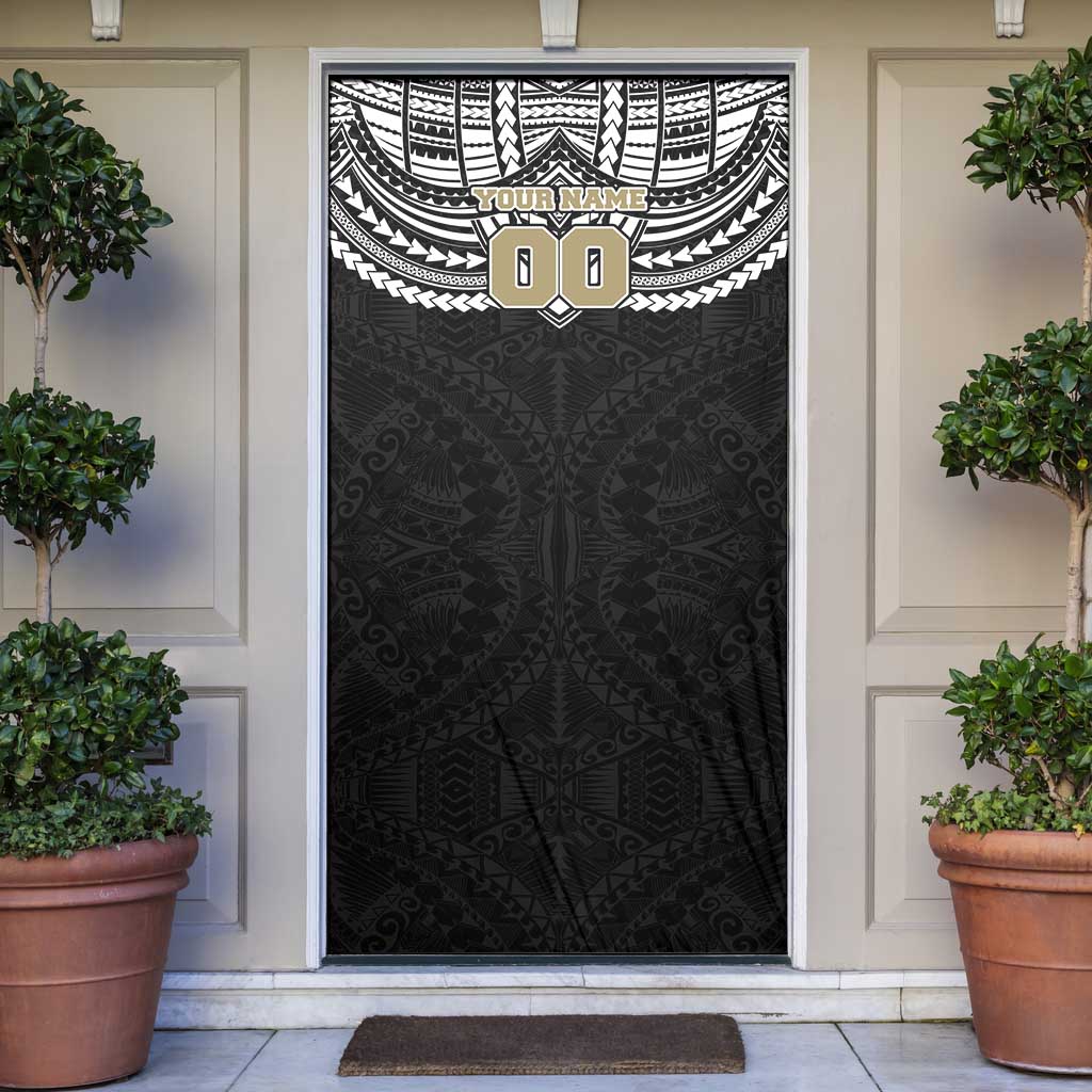 Personalized Collingwood Magpies Door Cover Polynesian Tribal Pattern Heritage Football