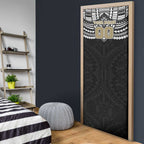 Personalized Collingwood Magpies Door Cover Polynesian Tribal Pattern Heritage Football