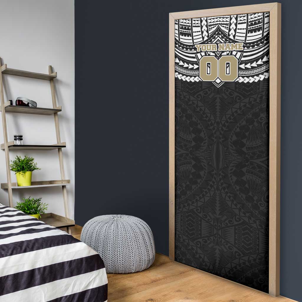 Personalized Collingwood Magpies Door Cover Polynesian Tribal Pattern Heritage Football