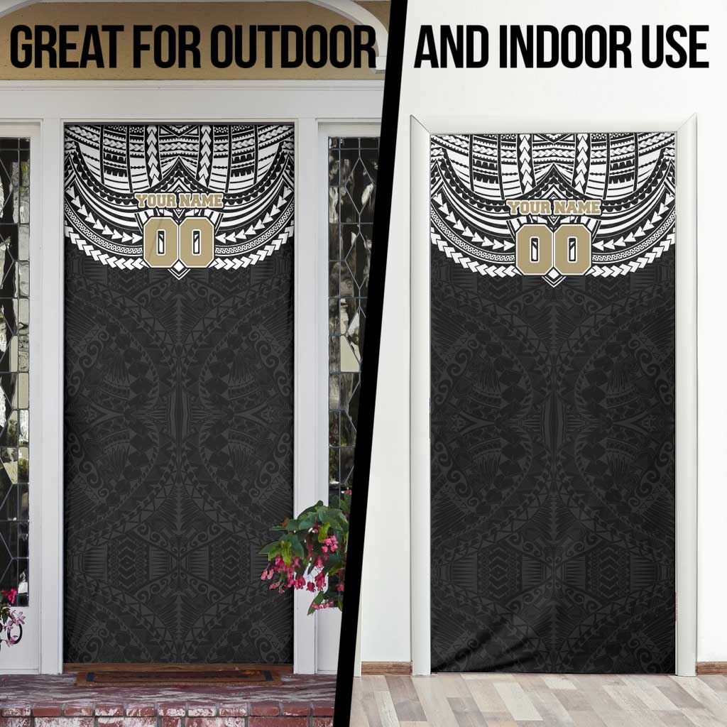 Personalized Collingwood Magpies Door Cover Polynesian Tribal Pattern Heritage Football