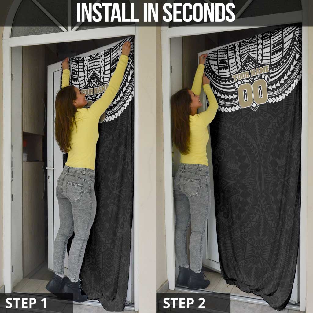 Personalized Collingwood Magpies Door Cover Polynesian Tribal Pattern Heritage Football