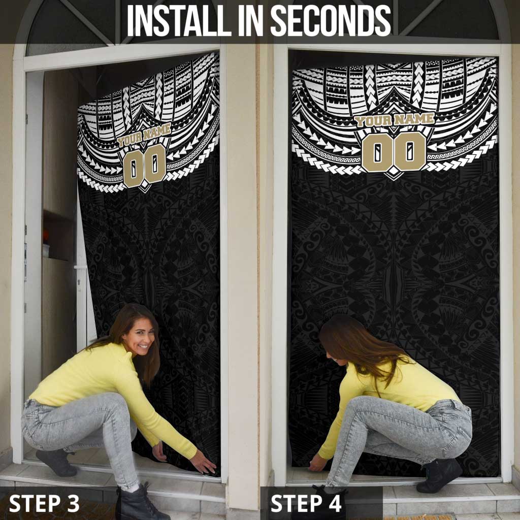 Personalized Collingwood Magpies Door Cover Polynesian Tribal Pattern Heritage Football