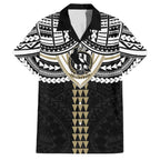 Personalized Collingwood Magpies Family Matching Long Sleeve Bodycon Dress and Hawaiian Shirt Polynesian Tribal Pattern Heritage Football